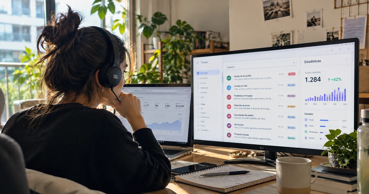 Equipo de atención al cliente gestionando el pico de demanda de Black Friday
